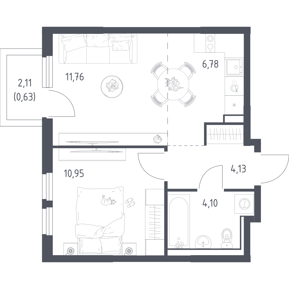 Студия 38 м2 в ЖК Пригород Лесное корпус null этаж 5