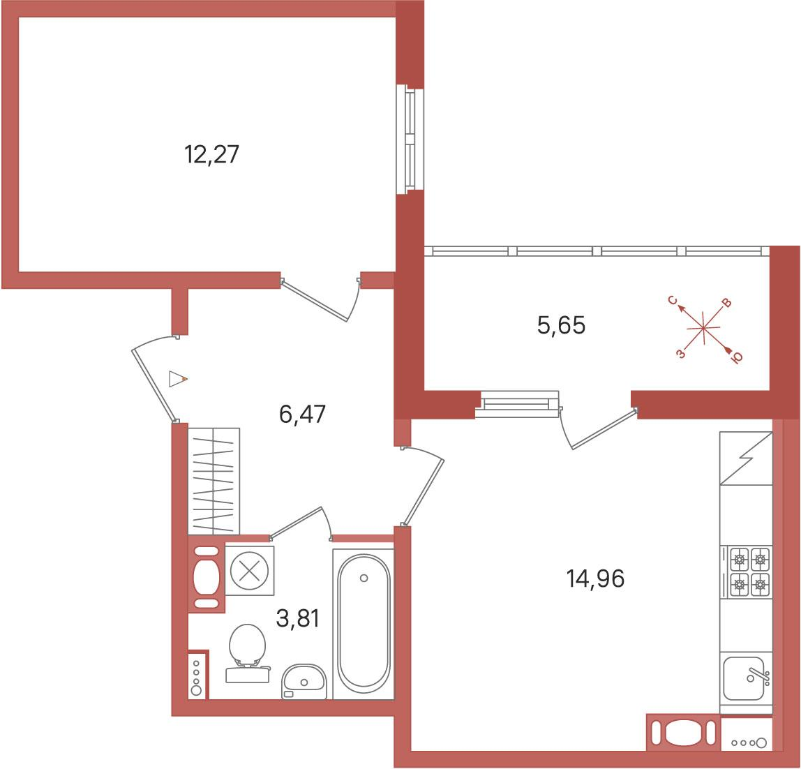 1-комнатная 40 м2 в ЖК ПАТИО. Уютный квартал корпус null этаж 9