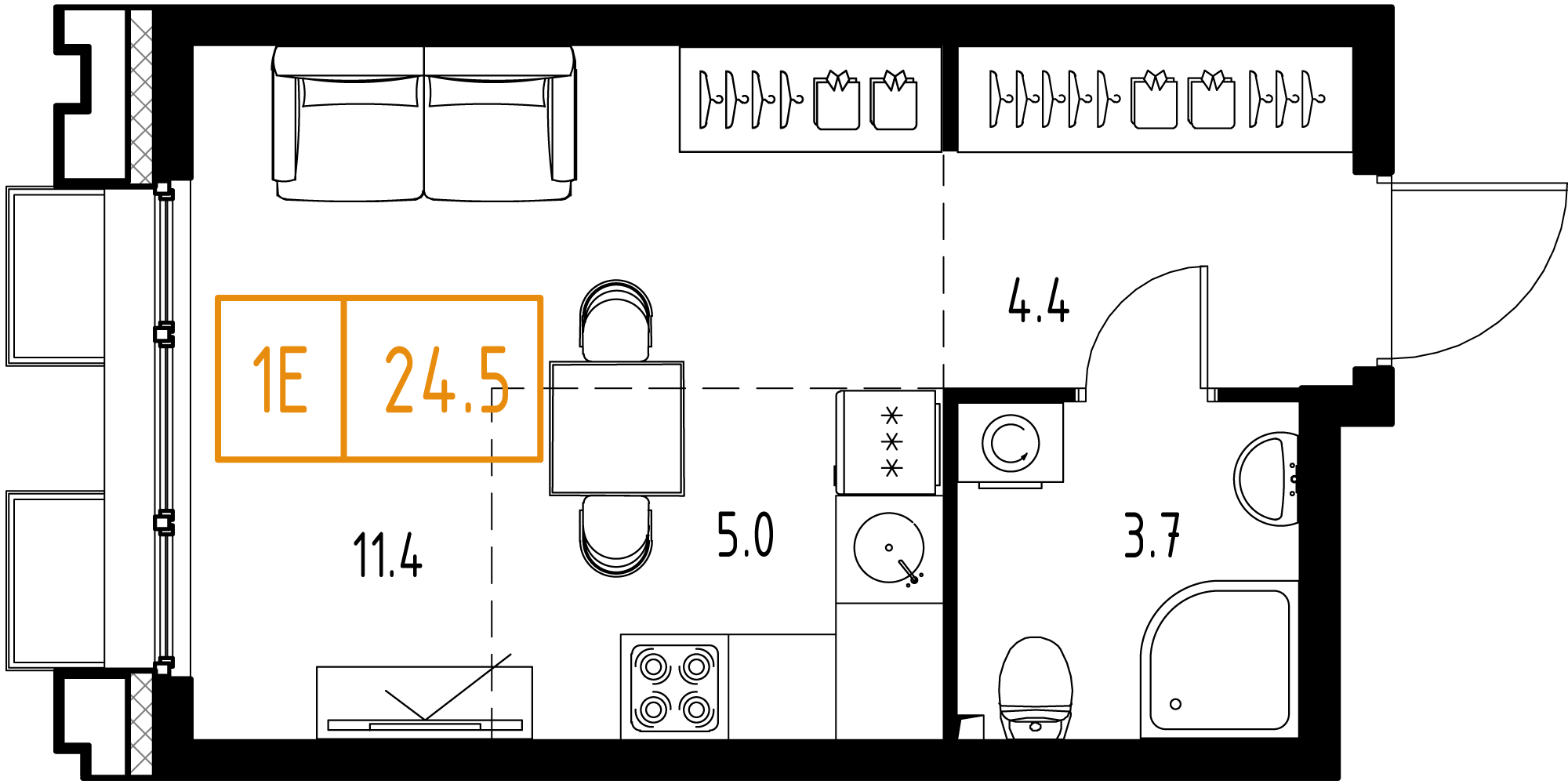 Студия 24 м2 в ЖК Skolkovo One корпус null этаж 8