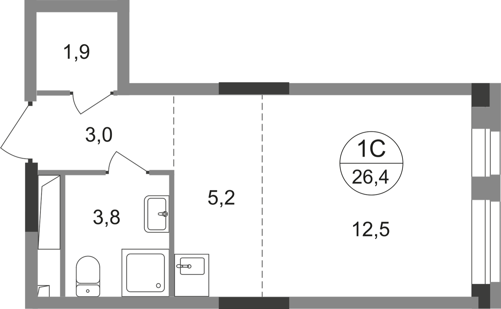 Студия 26 м2 в ЖК Первый Московский корпус null этаж 18