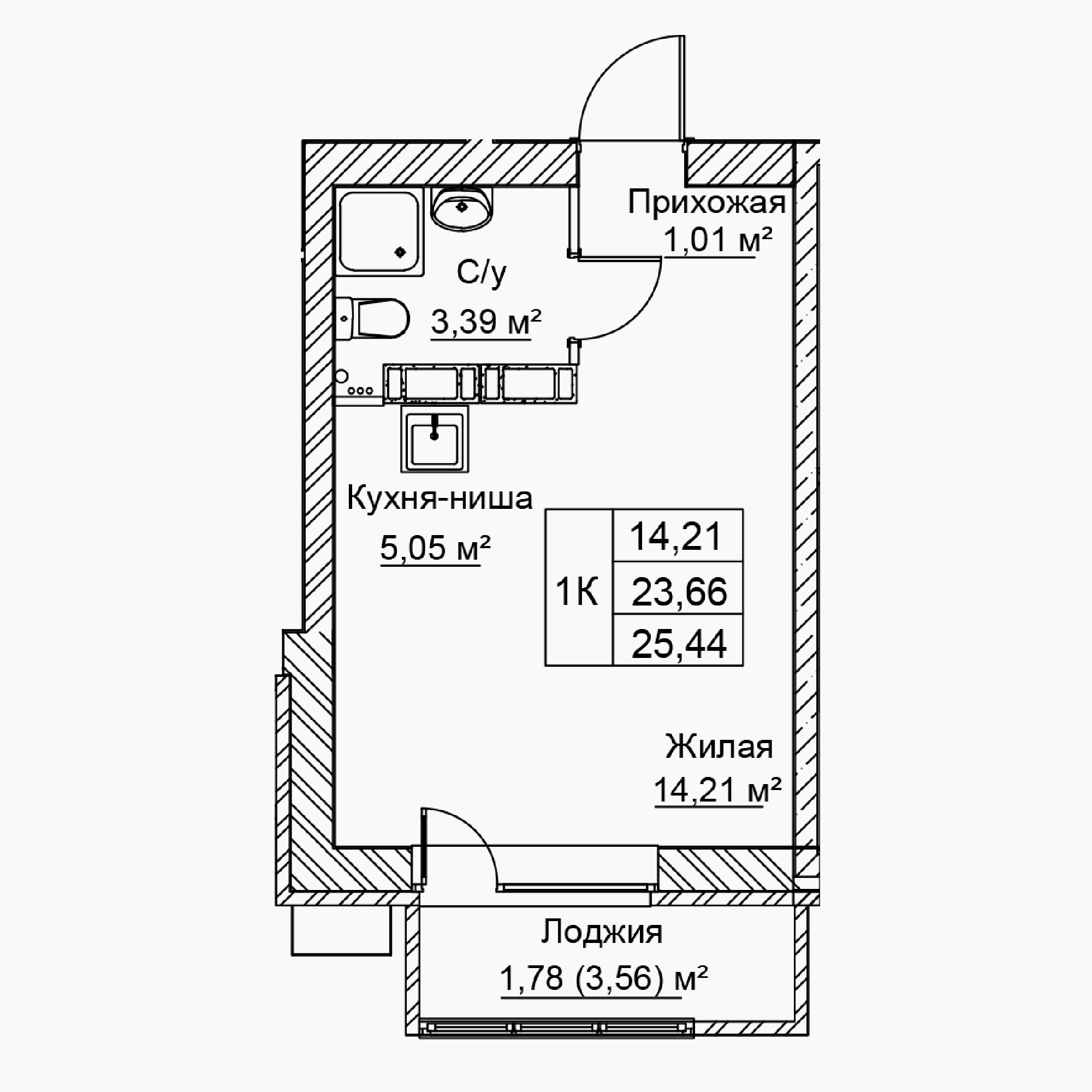 1-комнатная 25 м2 в ЖК Сталь корпус null этаж 15