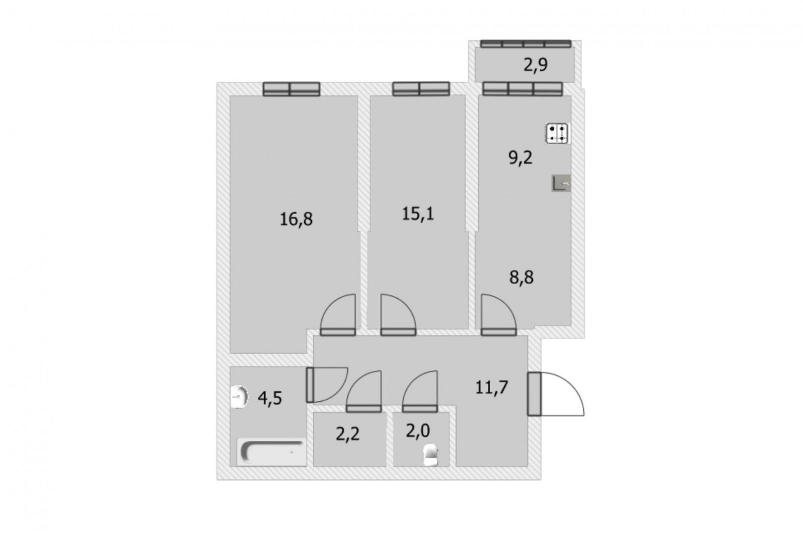 3-комнатная 70 м2 в ЖК undefined корпус null этаж 5