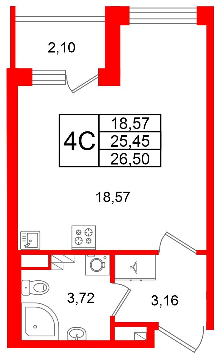 Студия 25 м2 в ЖК Univer City корпус null этаж 3