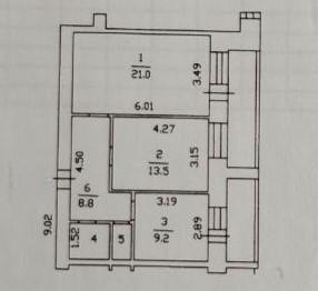 2-комнатная 62.1 м2 в ЖК undefined корпус null этаж 9