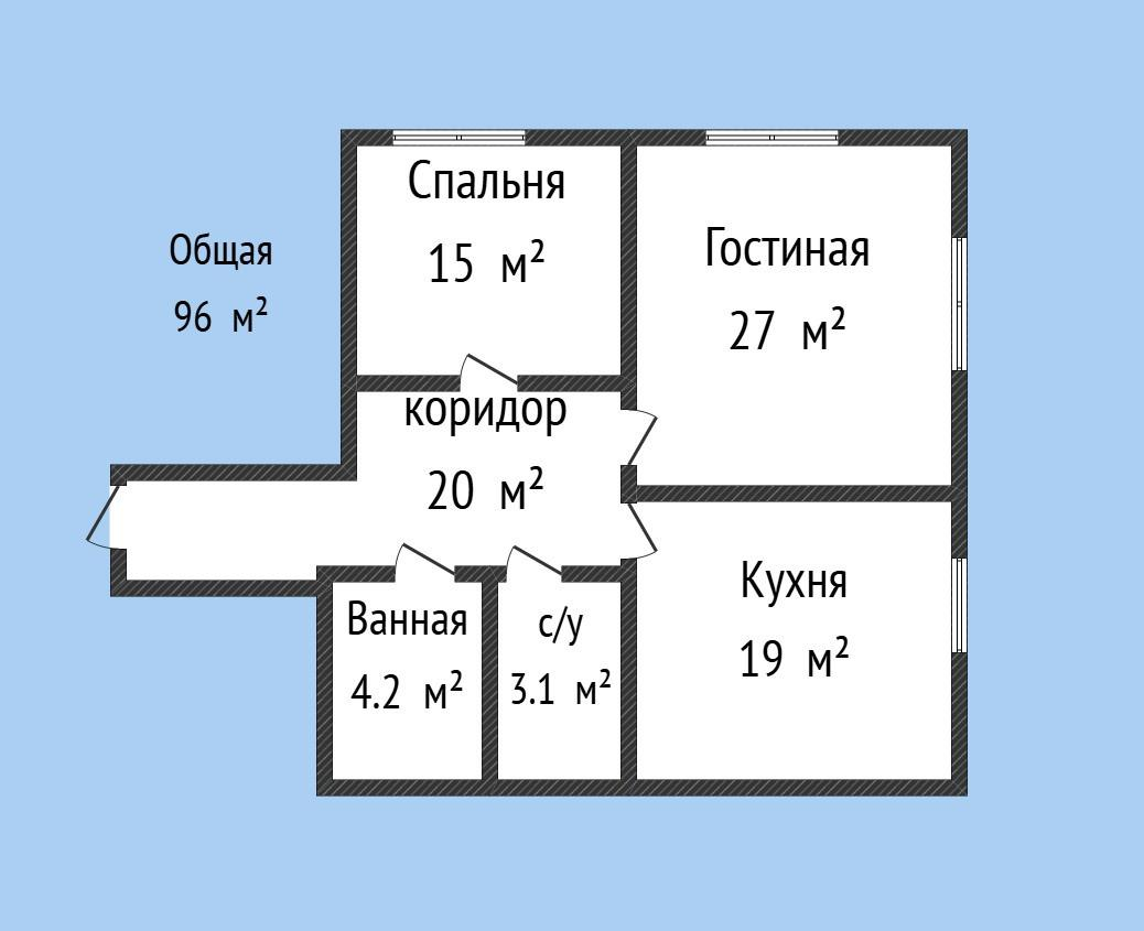 2-комнатная 90 м2 в ЖК undefined корпус null этаж 5