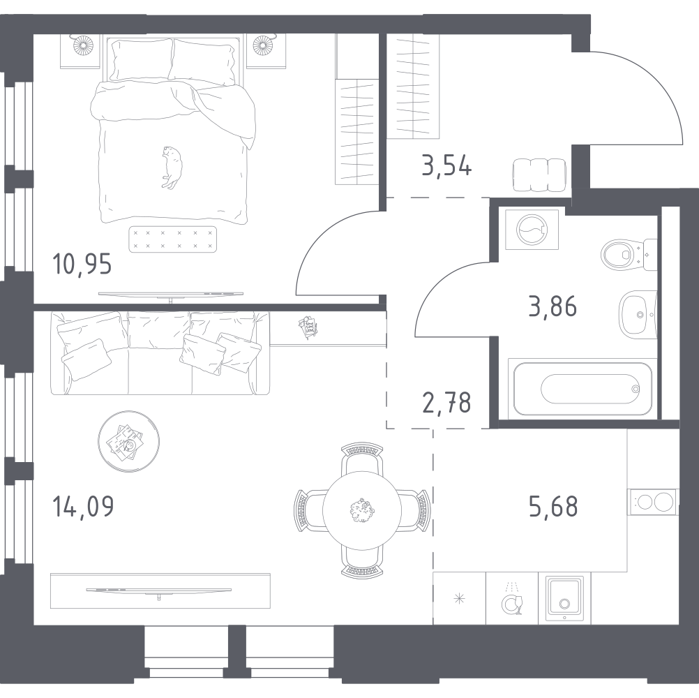 Студия 40 м2 в ЖК Космический Квартал корпус null этаж 10