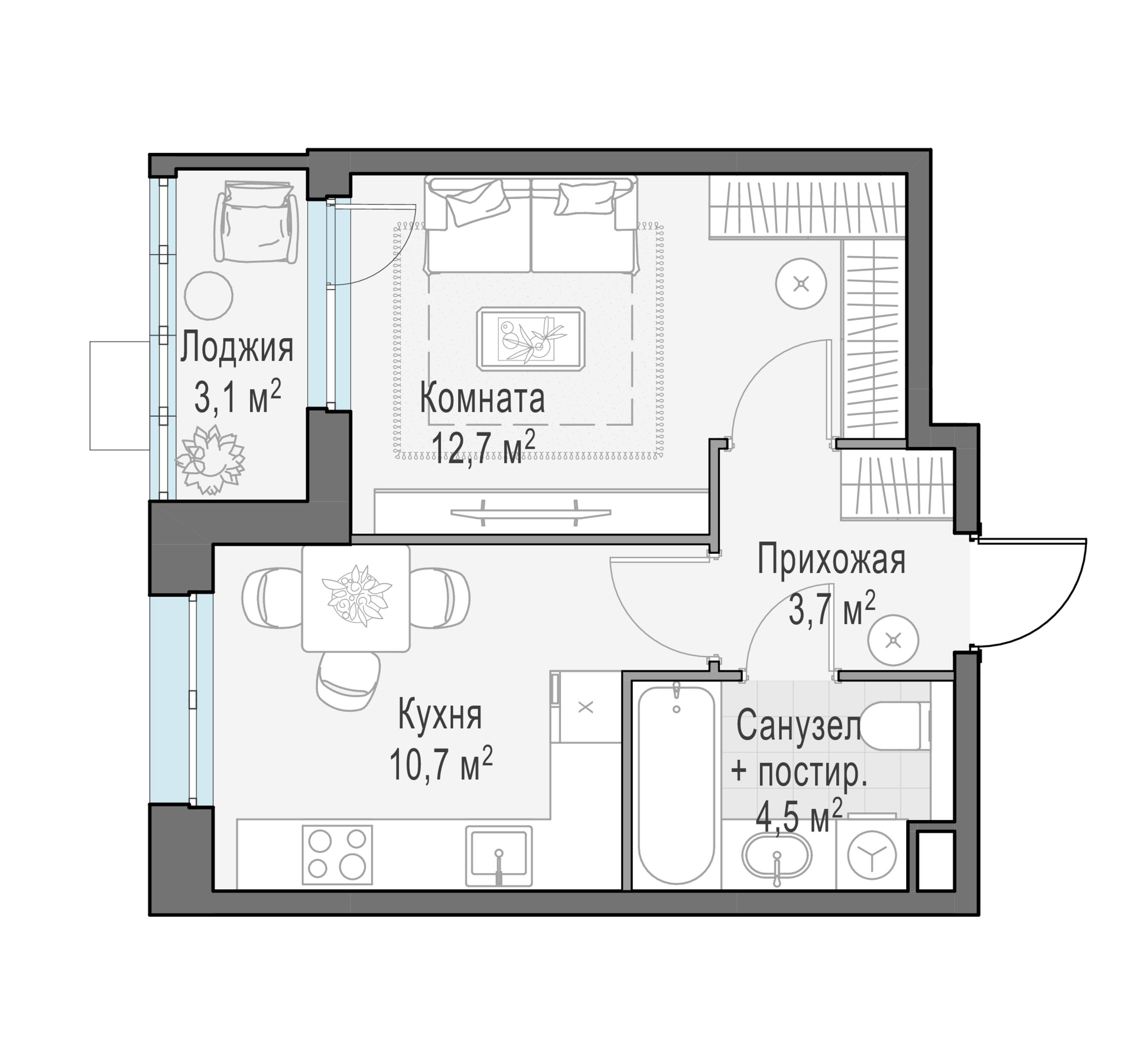 1-комнатная 31 м2 в ЖК Жилые кварталы «Новое Пушкино» корпус null этаж 15