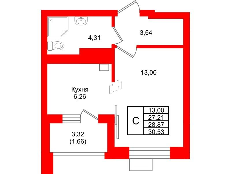 Студия 28 м2 в ЖК Lake City-9 корпус null этаж 1