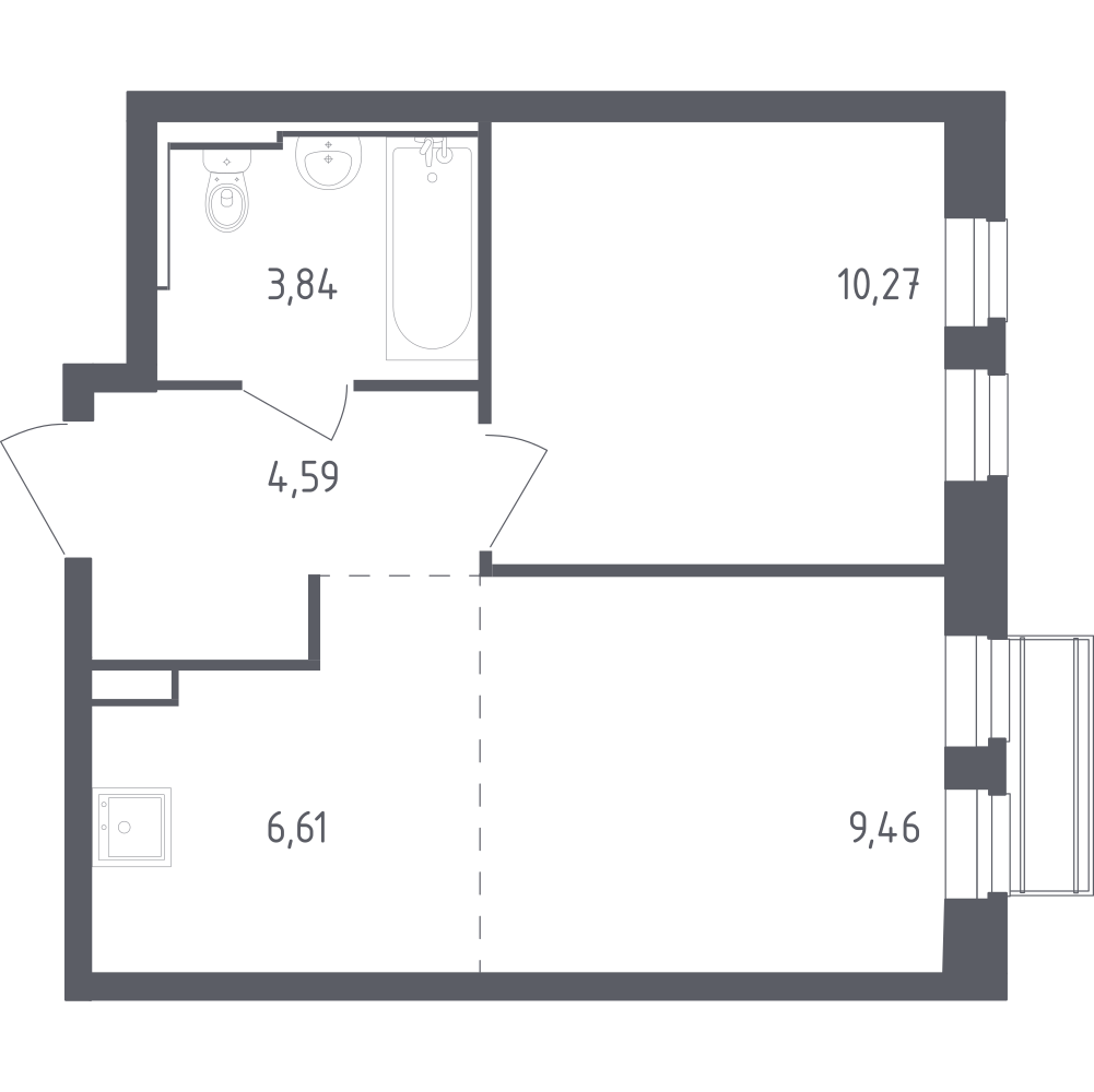 Студия 34 м2 в ЖК Рублёвский Квартал корпус null этаж 3