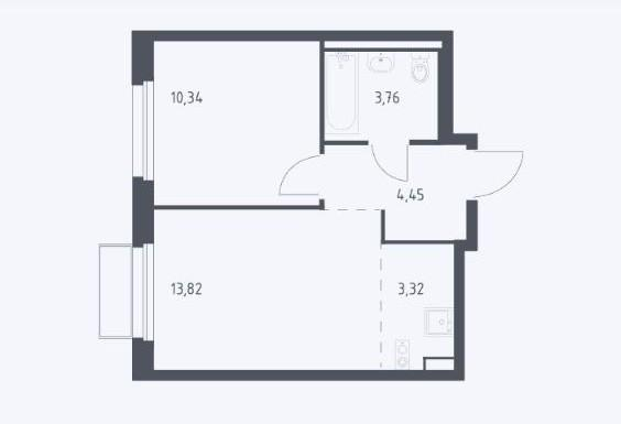 2-комнатная 35.7 м2 в ЖК undefined корпус null этаж 7