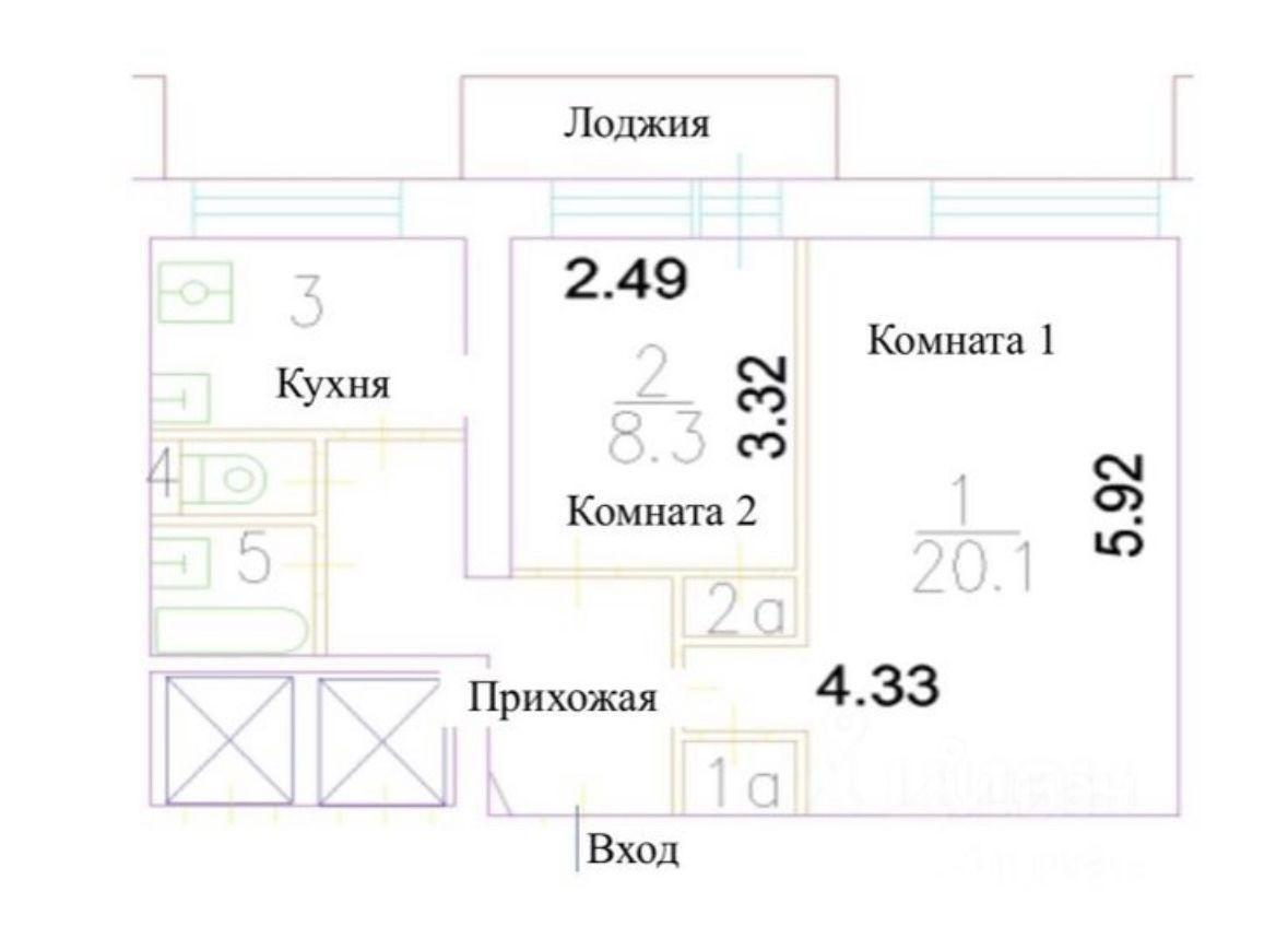 2-комнатная 46 м2 в ЖК undefined корпус null этаж 10