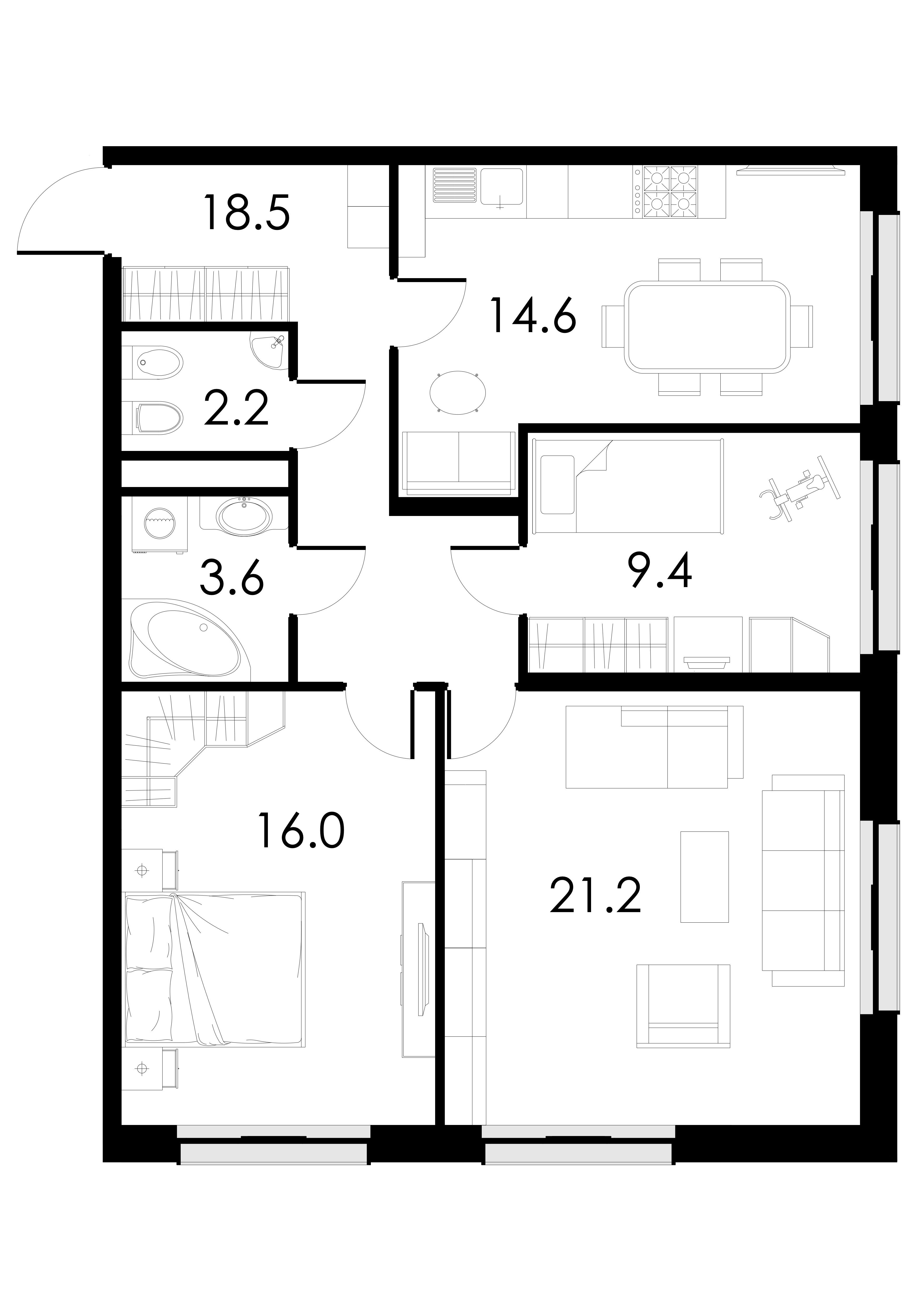 3-комнатная 78 м2 в ЖК Петровский Авеню корпус null этаж 19