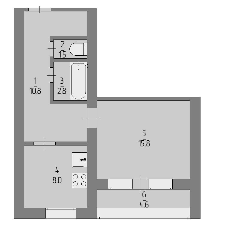 1-комнатная 38.9 м2 в ЖК undefined корпус null этаж 1