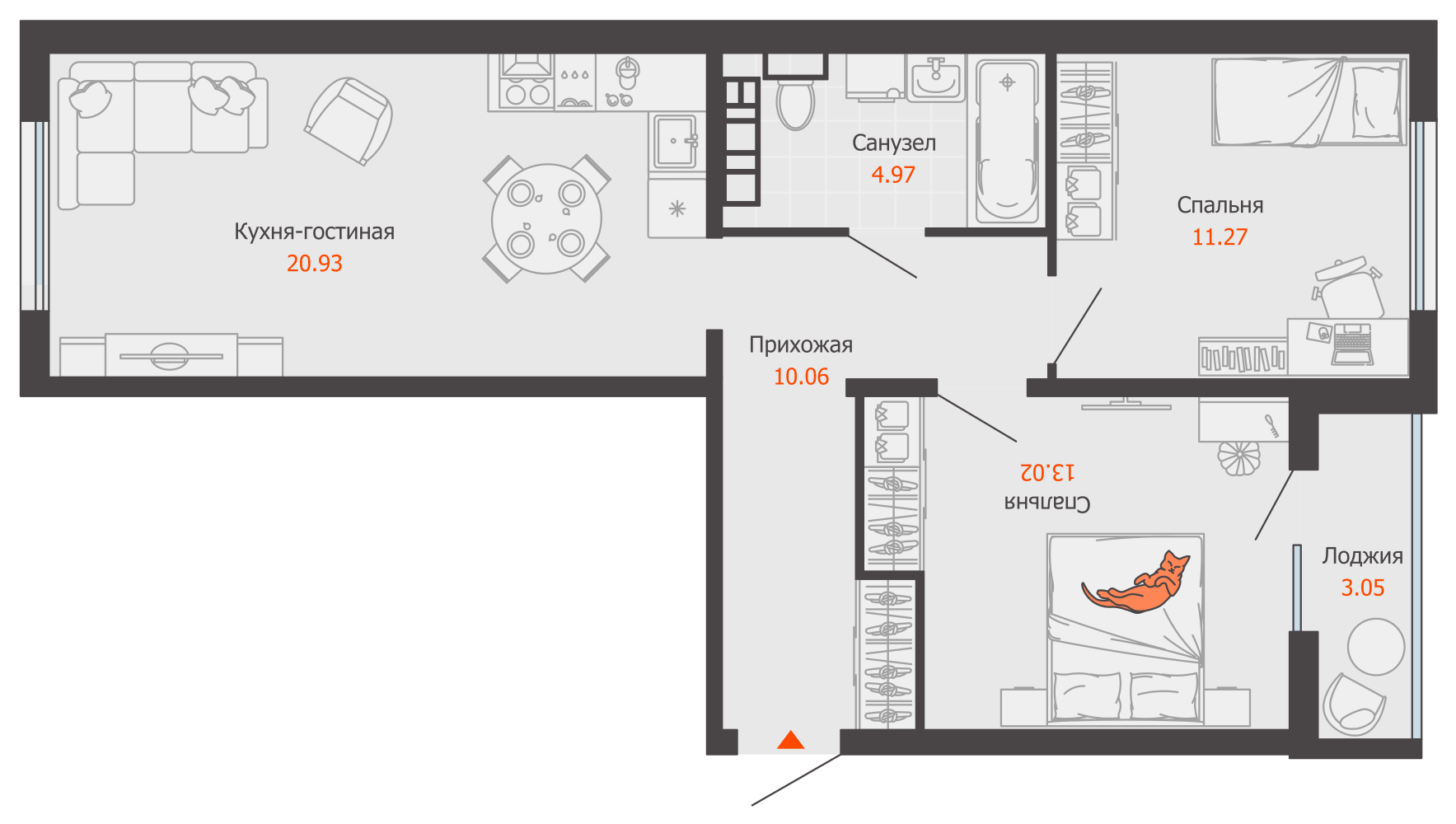 3-комнатная 62 м2 в ЖК Светлые кварталы корпус null этаж 9