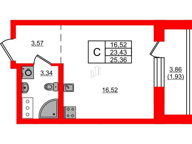 Студия 25 м2 в ЖК Айди Мурино 3 корпус null этаж 7
