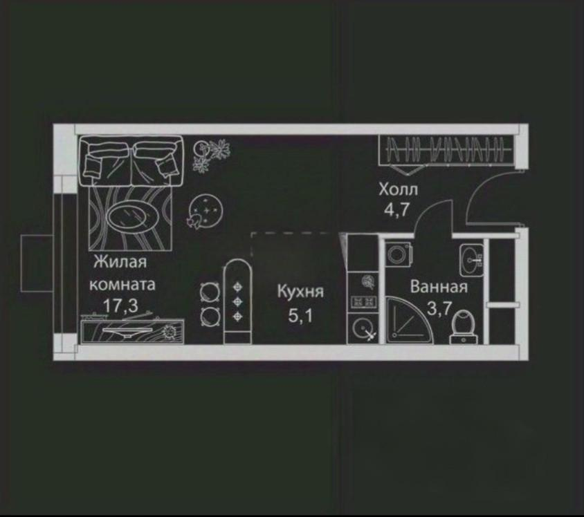 Студия 31 м2 в ЖК undefined корпус null этаж 12