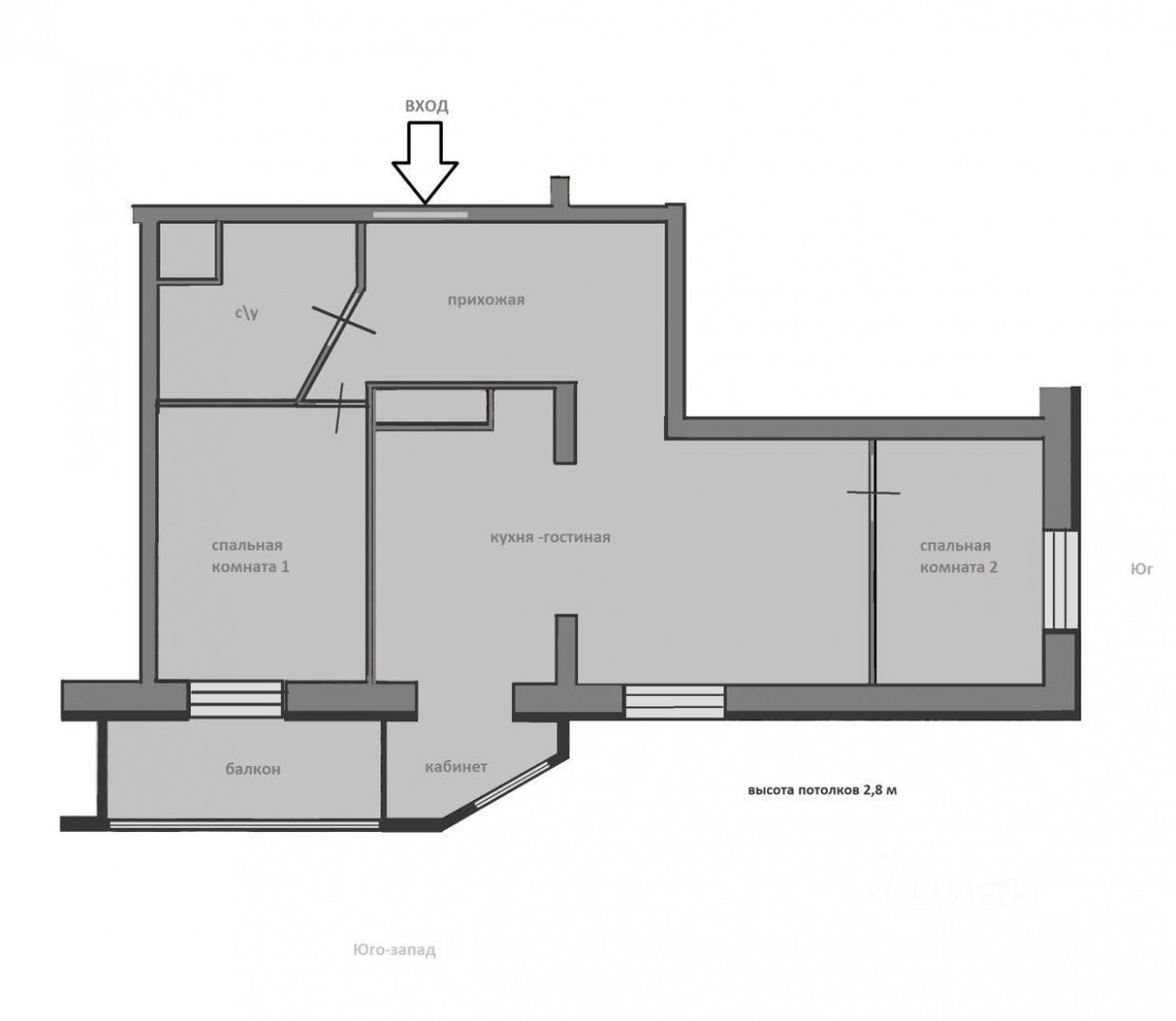 3-комнатная 70.9 м2 в ЖК undefined корпус null этаж 13