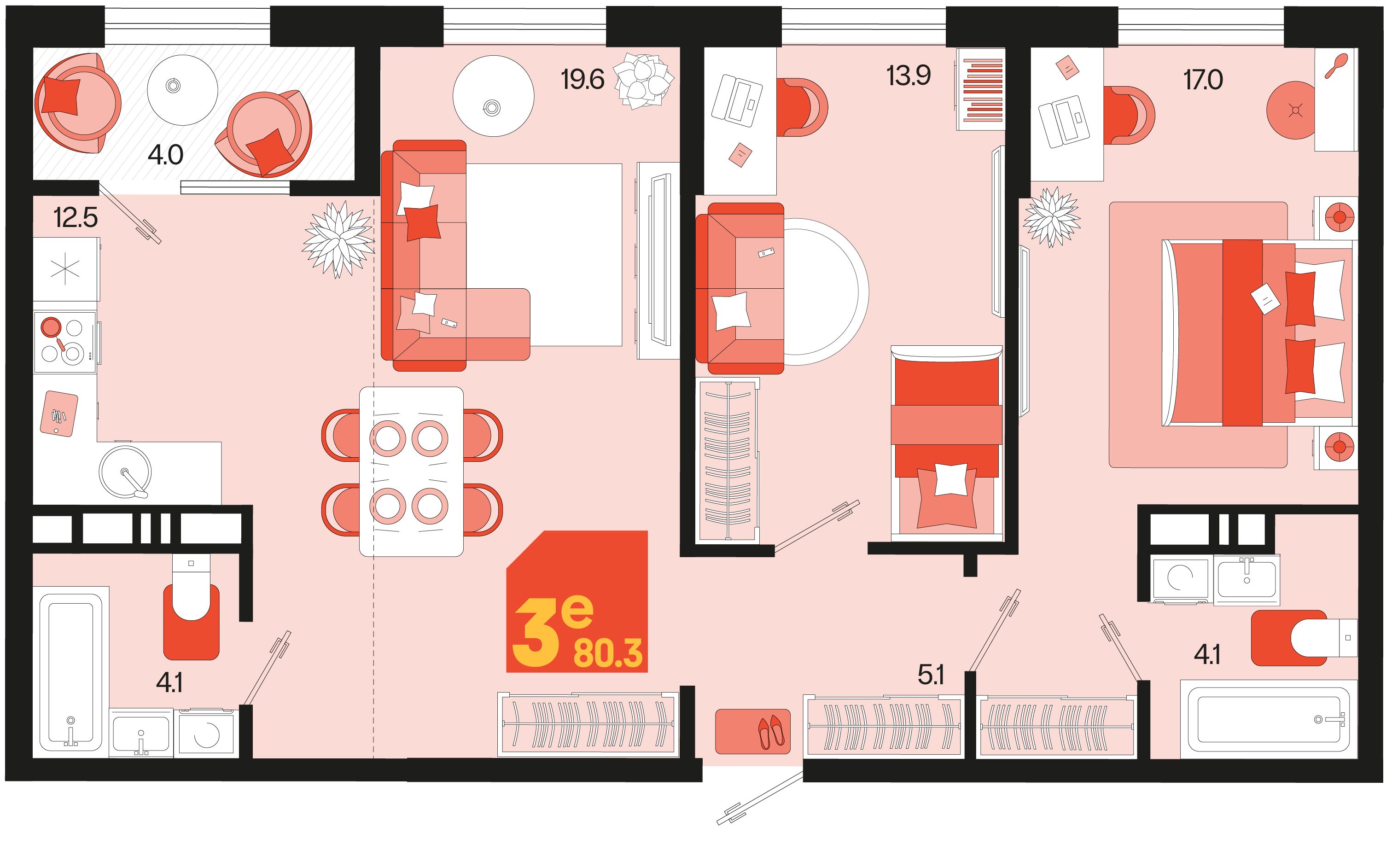 Студия 80 м2 в ЖК Первое место корпус null этаж 9