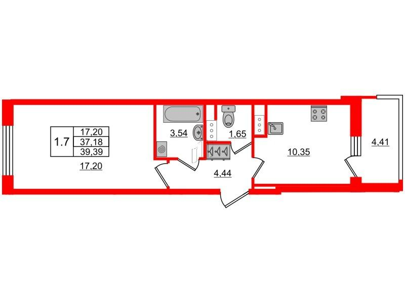 1-комнатная 36 м2 в ЖК Пульс Премьер корпус null этаж 4