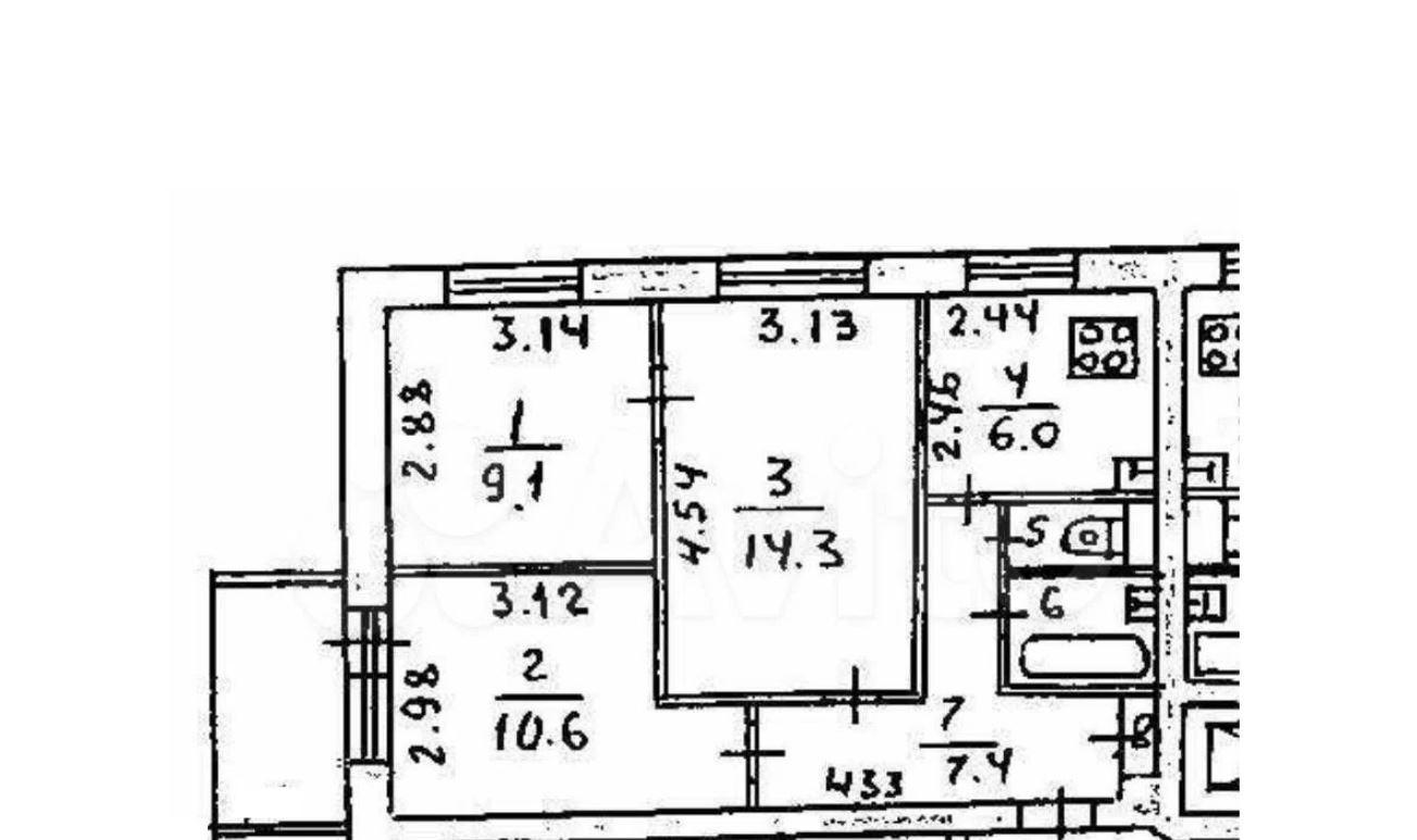 3-комнатная 51 м2 в ЖК undefined корпус null этаж 1