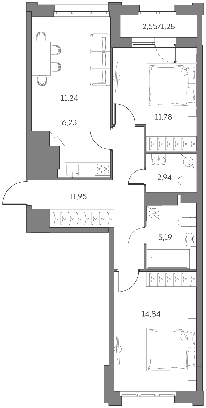 Студия 65 м2 в ЖК Аквилон Бисайд 2.0 корпус null этаж 4