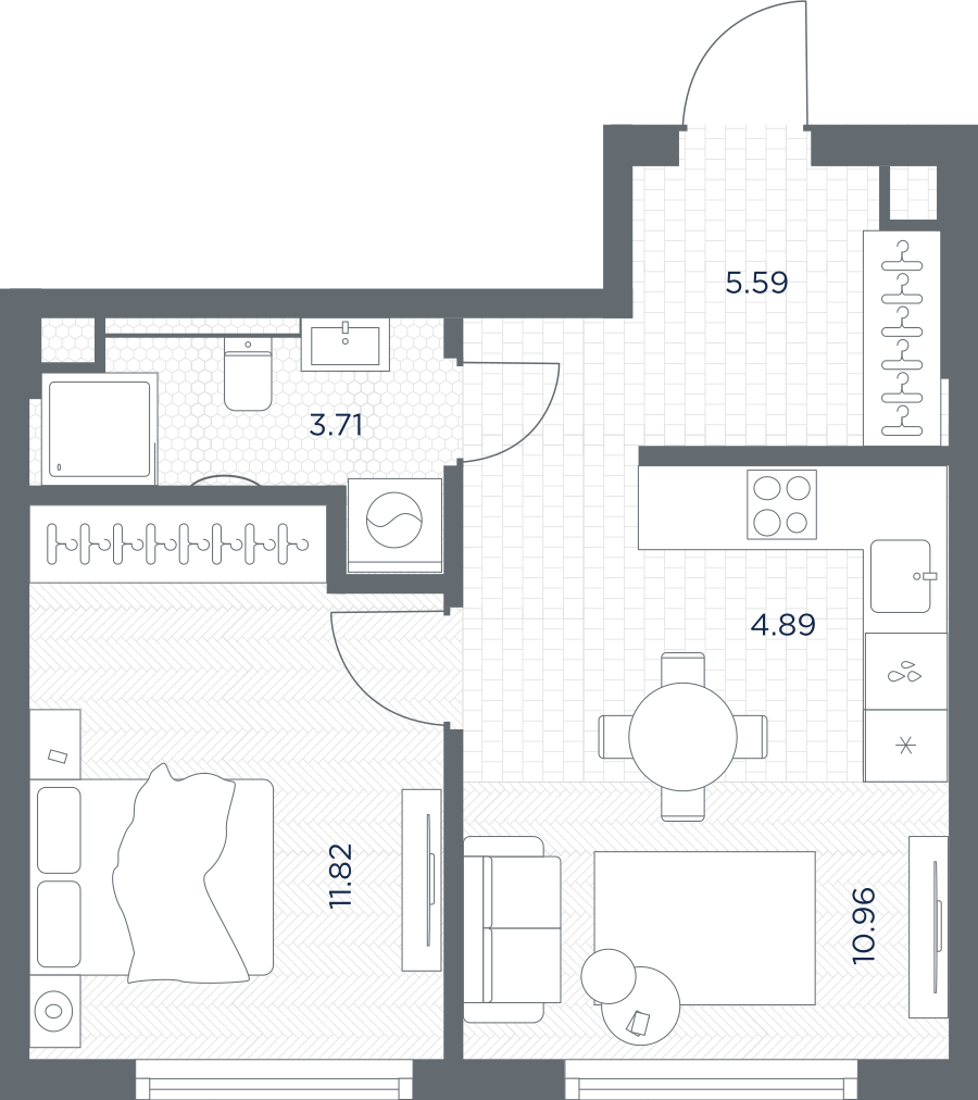 1-комнатная 36 м2 в ЖК TATE корпус null этаж 44