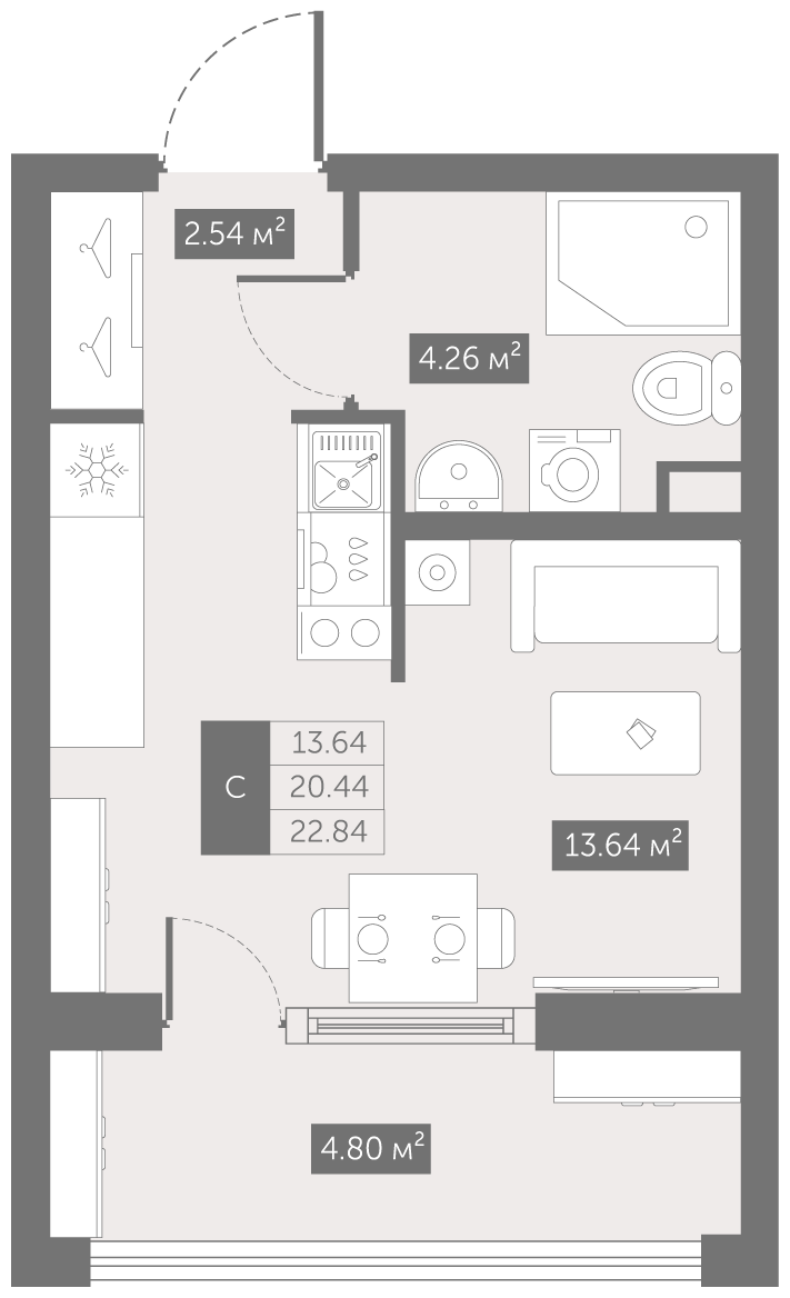 Студия 22 м2 в ЖК UP-квартал Новый Московский корпус null этаж 1