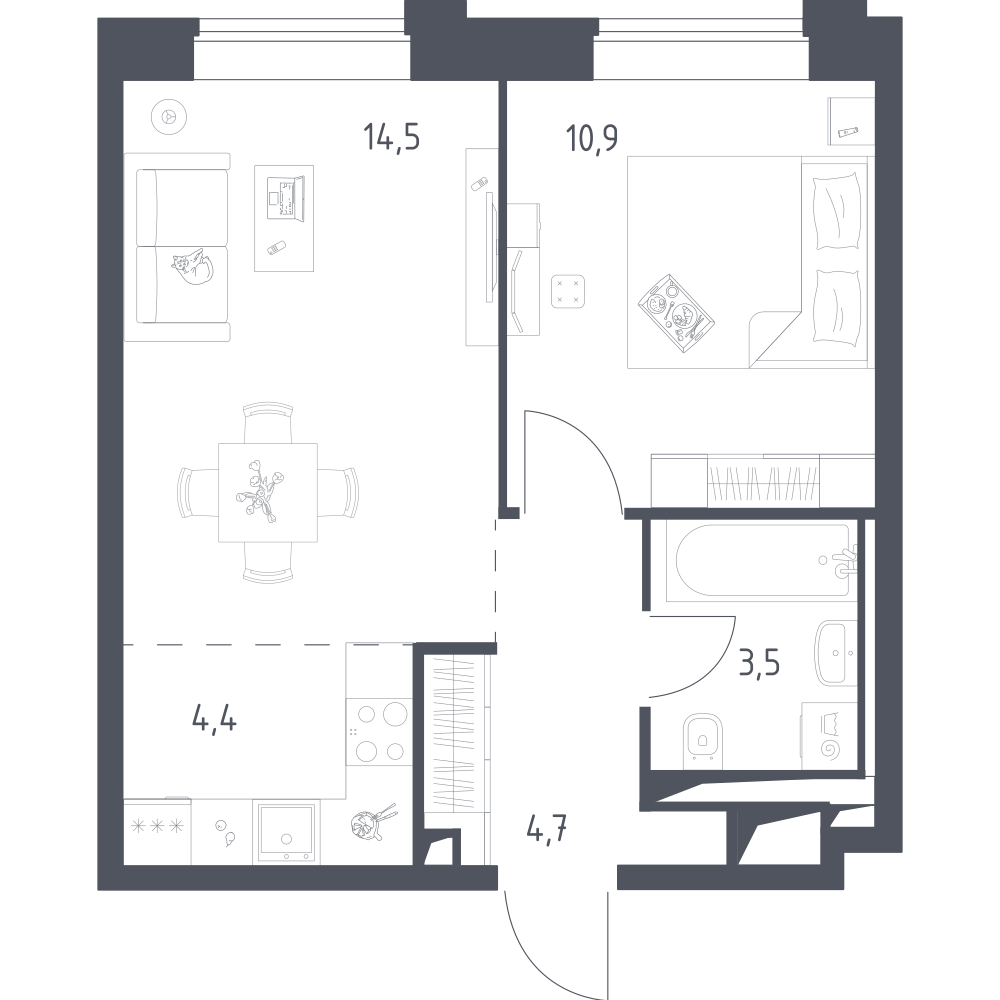 Студия 38 м2 в ЖК Верейская 41 корпус null этаж 9