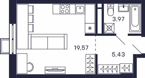 Студия 29 м2 в ЖК Квартал Тетрис корпус null этаж 26