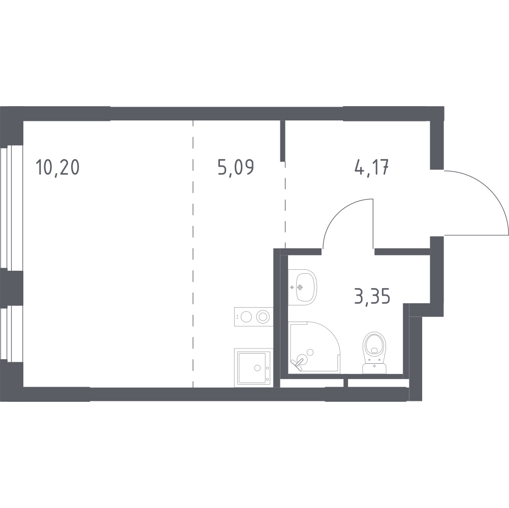 Студия 22 м2 в ЖК Мытищи Парк корпус null этаж 2