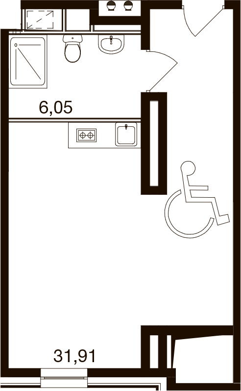 Студия 40 м2 в ЖК М1 Сколково корпус null этаж 6