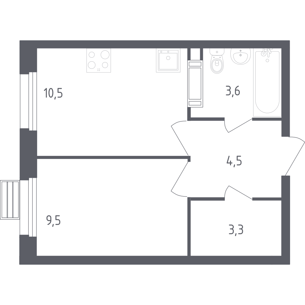 1-комнатная 30 м2 в ЖК Эко Бунино корпус null этаж 5