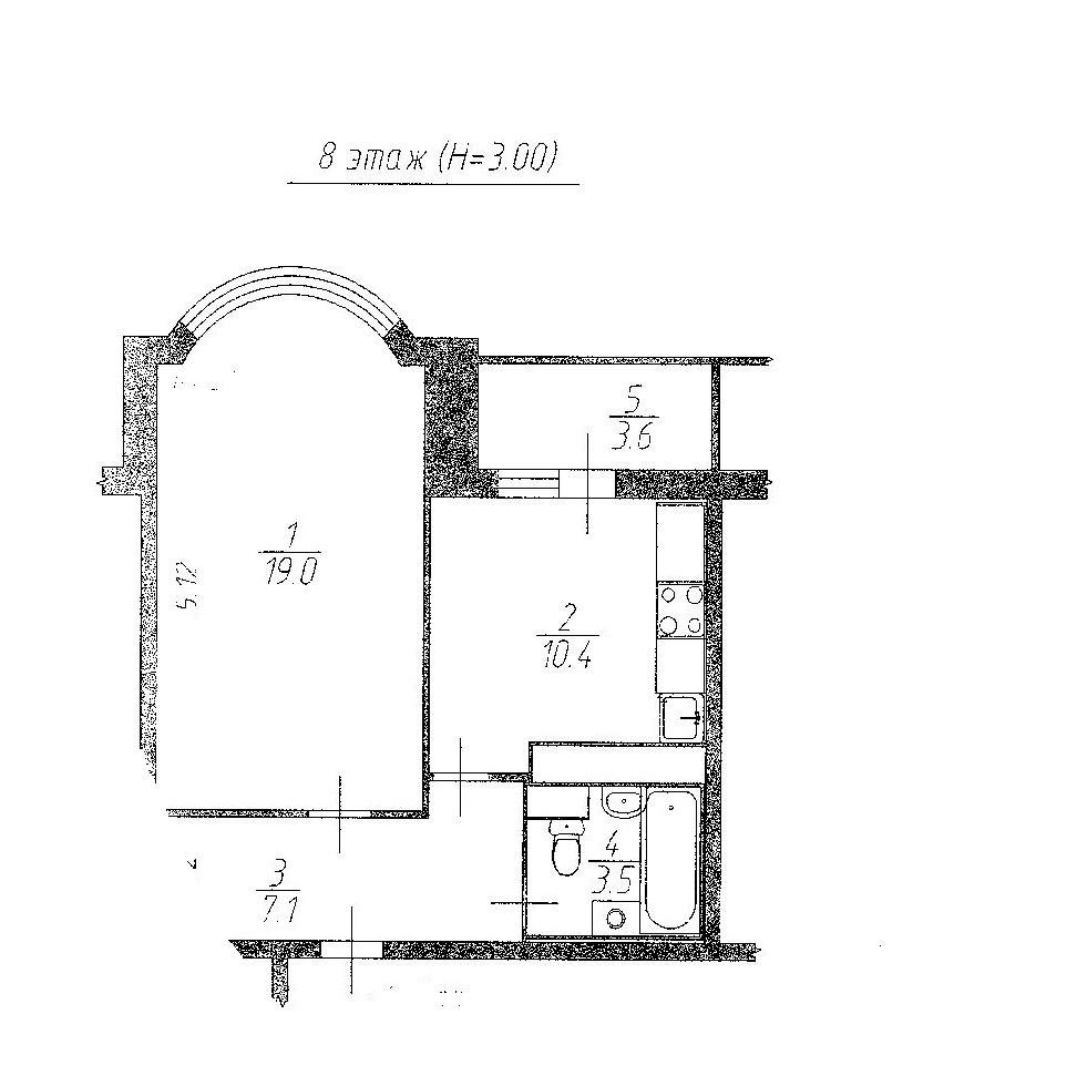 1-комнатная 40 м2 в ЖК undefined корпус null этаж 8