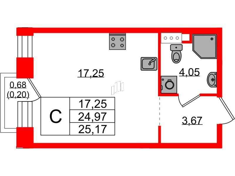 Студия 25 м2 в ЖК PLUS Пулковский корпус null этаж 5