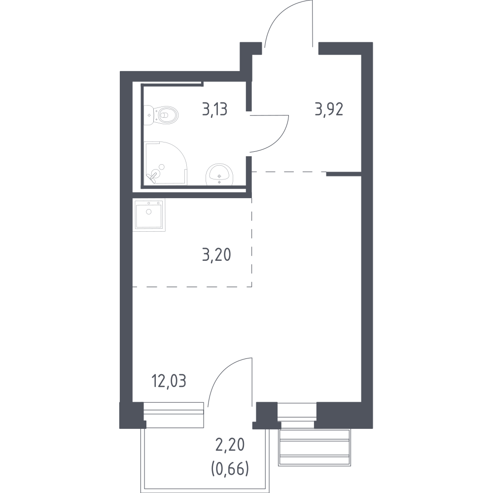 Студия 22 м2 в ЖК Рублёвский Квартал корпус null этаж 7