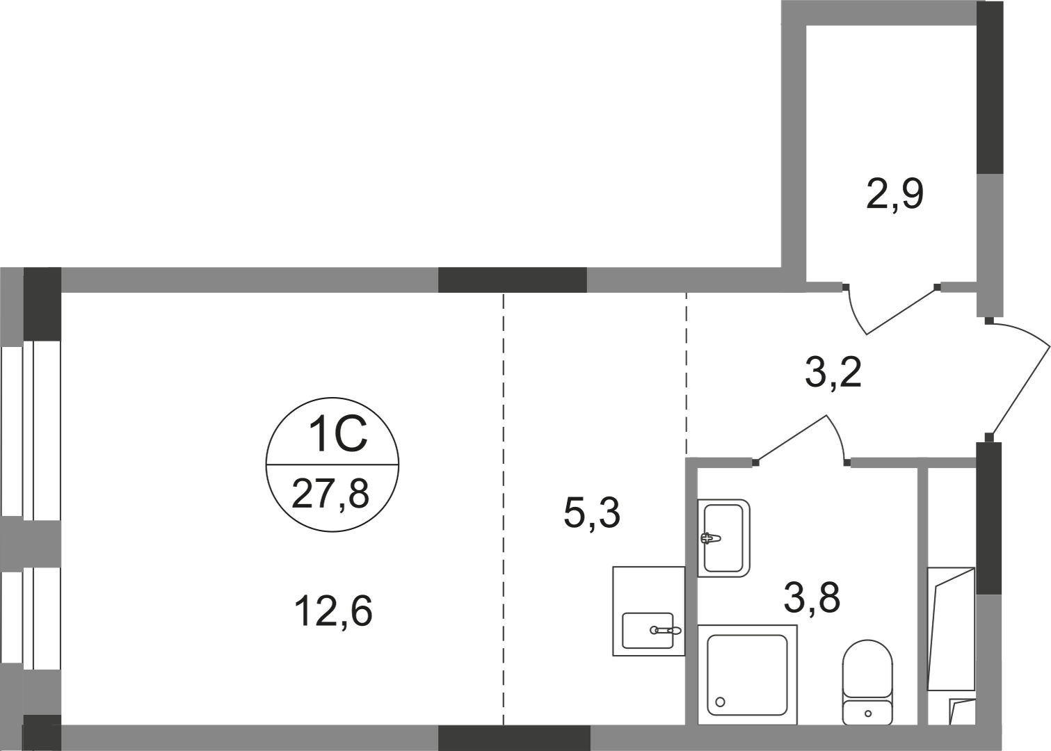 Студия 27 м2 в ЖК Первый Московский корпус null этаж 3