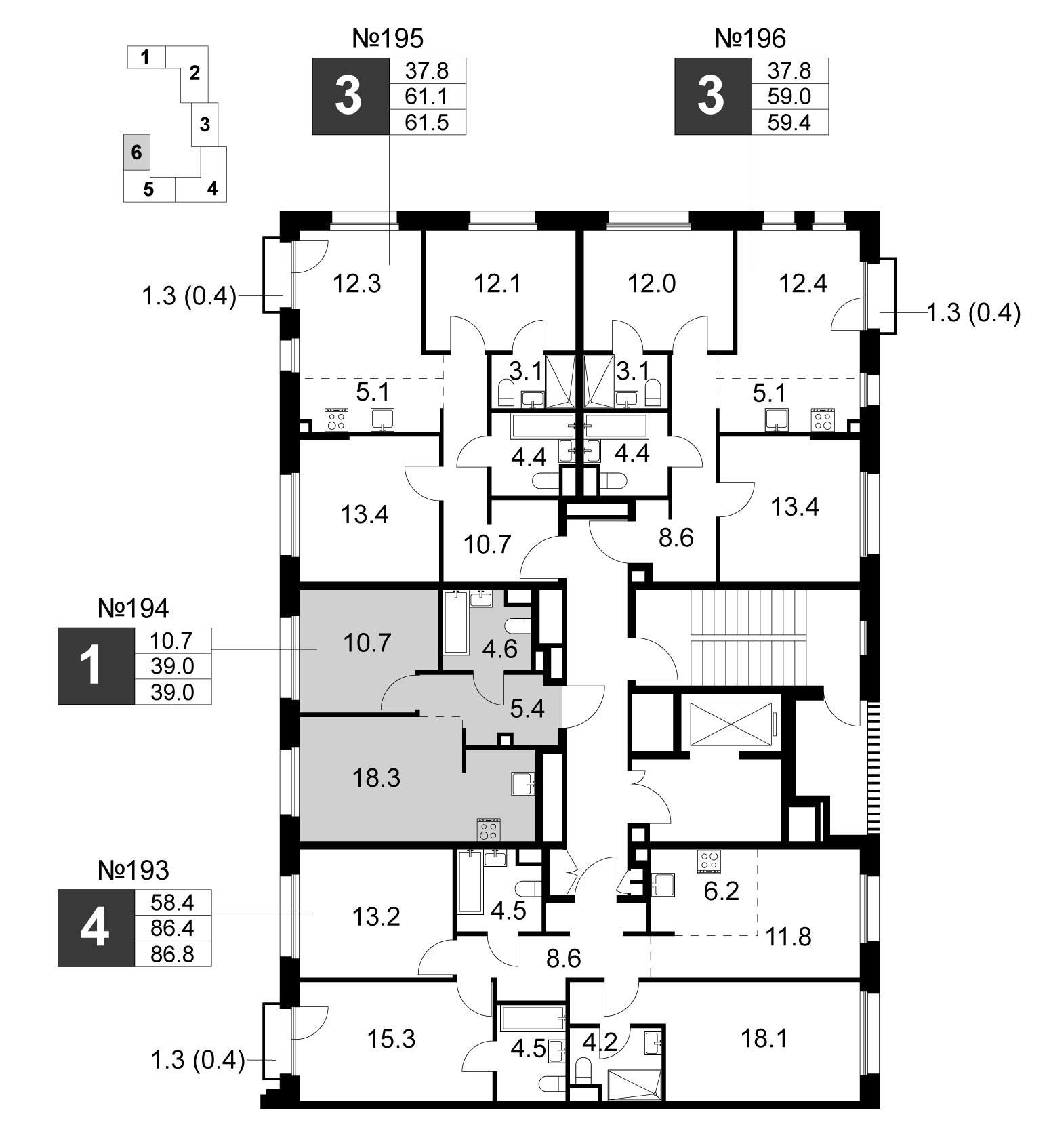1-комнатная 39 м2 в ЖК Станиславский корпус null этаж 5