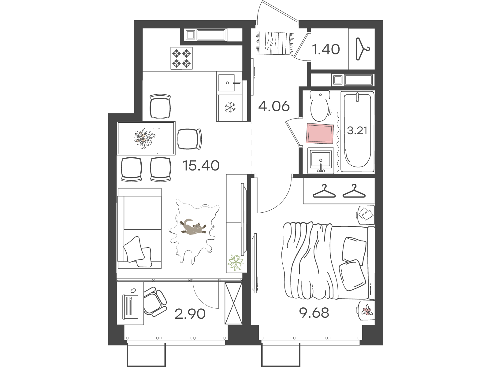 1-комнатная 36 м2 в ЖК Новая Жизнь - Львовская корпус null этаж 10