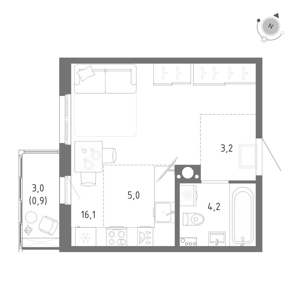 Студия 29 м2 в ЖК Клюква.Парк корпус null этаж 4