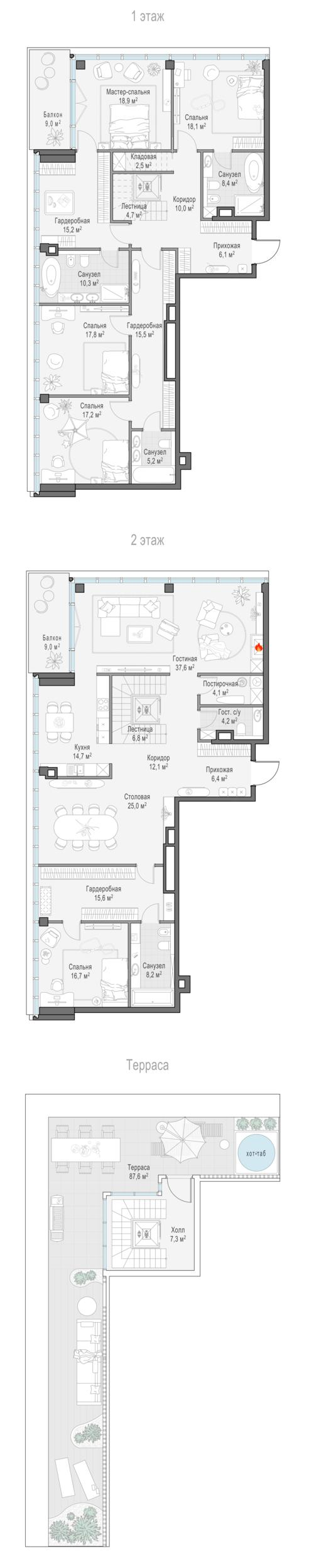 6-комнатная 307 м2 в ЖК Элитный клубный квартал «Фрунзенский» корпус null этаж 9