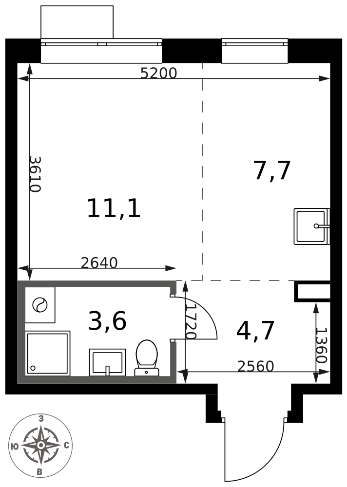 Студия 27 м2 в ЖК 1-й Саларьевский корпус null этаж 10