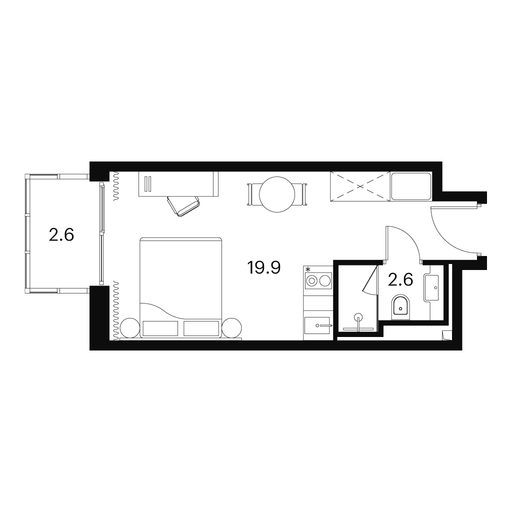 1-комнатная 25 м2 в ЖК Аквилон Сигнал корпус null этаж 16