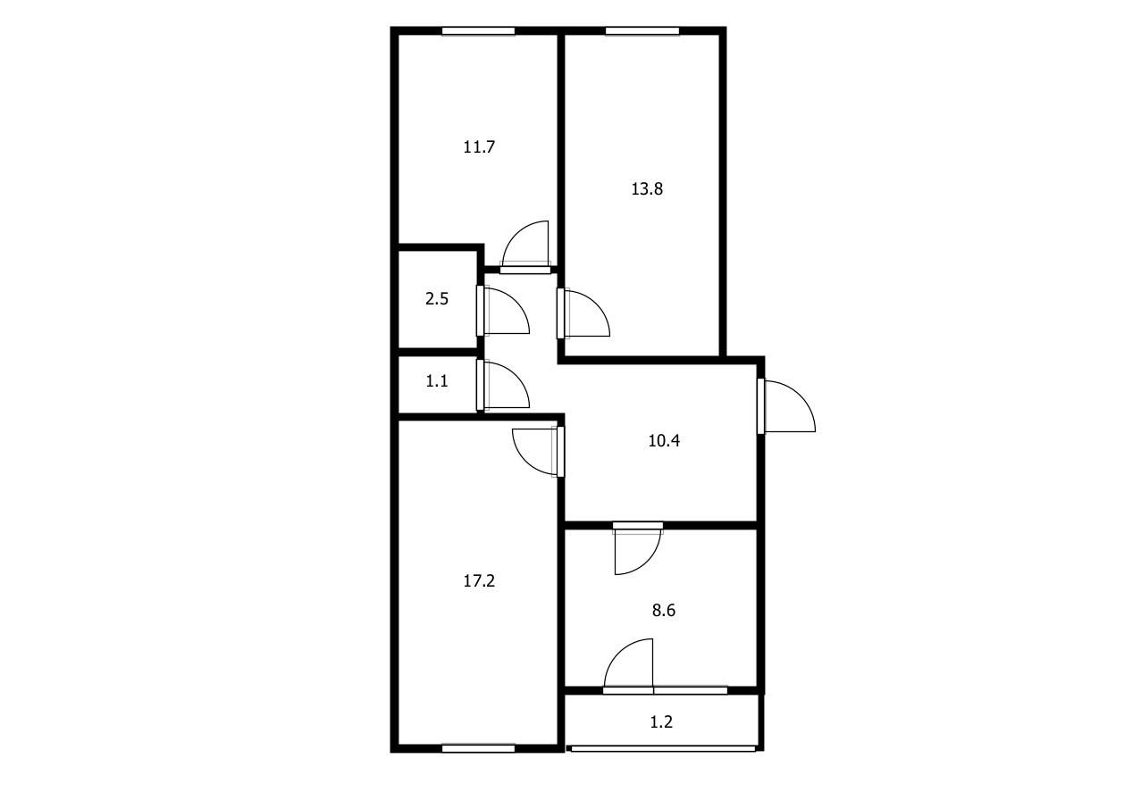 3-комнатная 67.1 м2 в ЖК undefined корпус null этаж 1