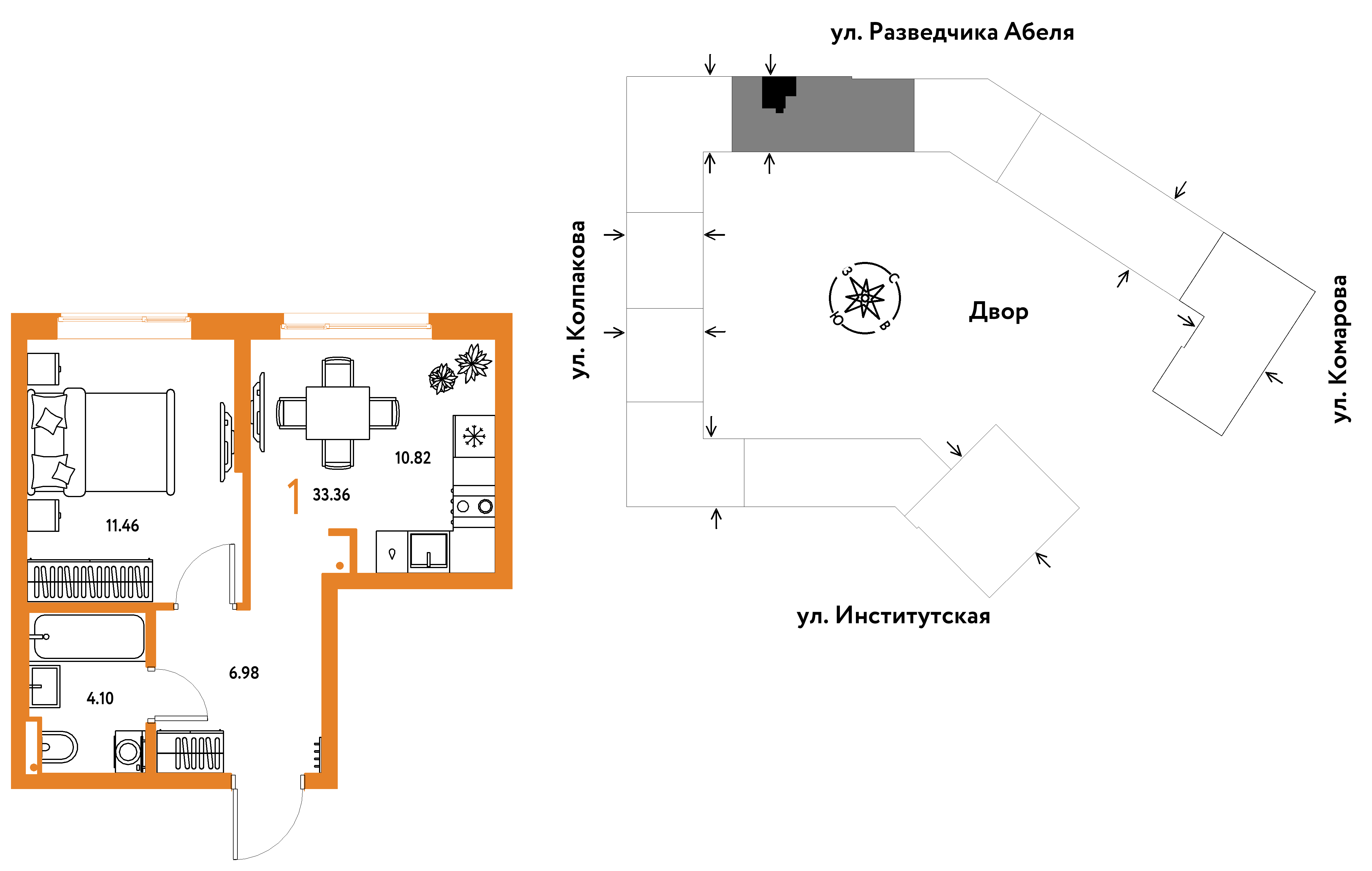 1-комнатная 33 м2 в ЖК Страна.Парковая корпус null этаж 12