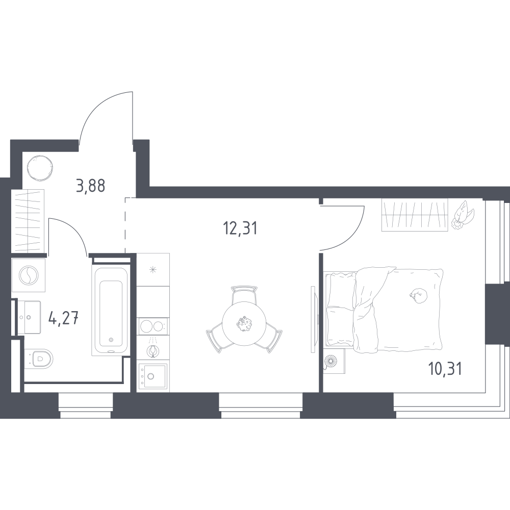 1-комнатная 30 м2 в ЖК Литературный Квартал корпус null этаж 8