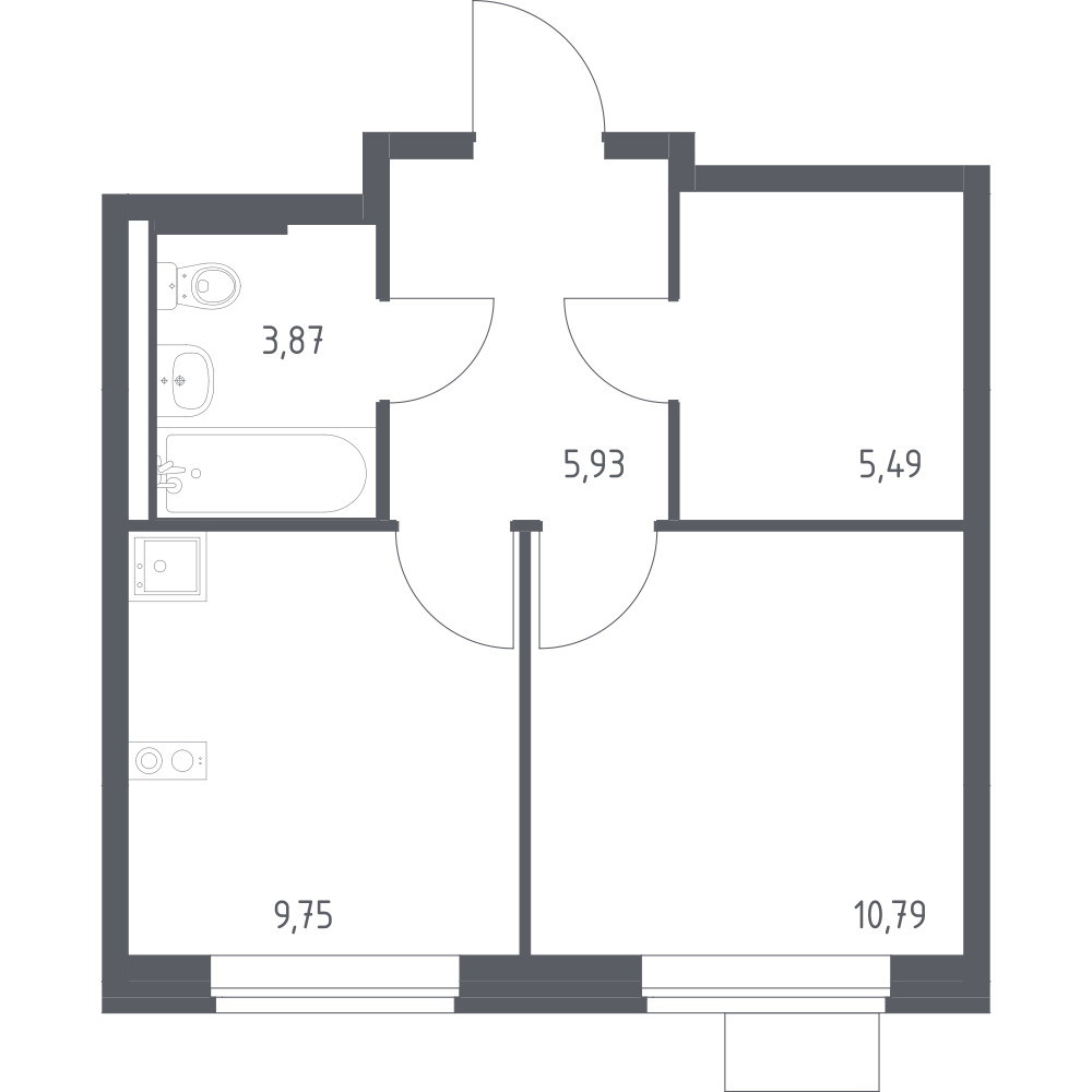 1-комнатная 35 м2 в ЖК Подольские кварталы корпус null этаж 6
