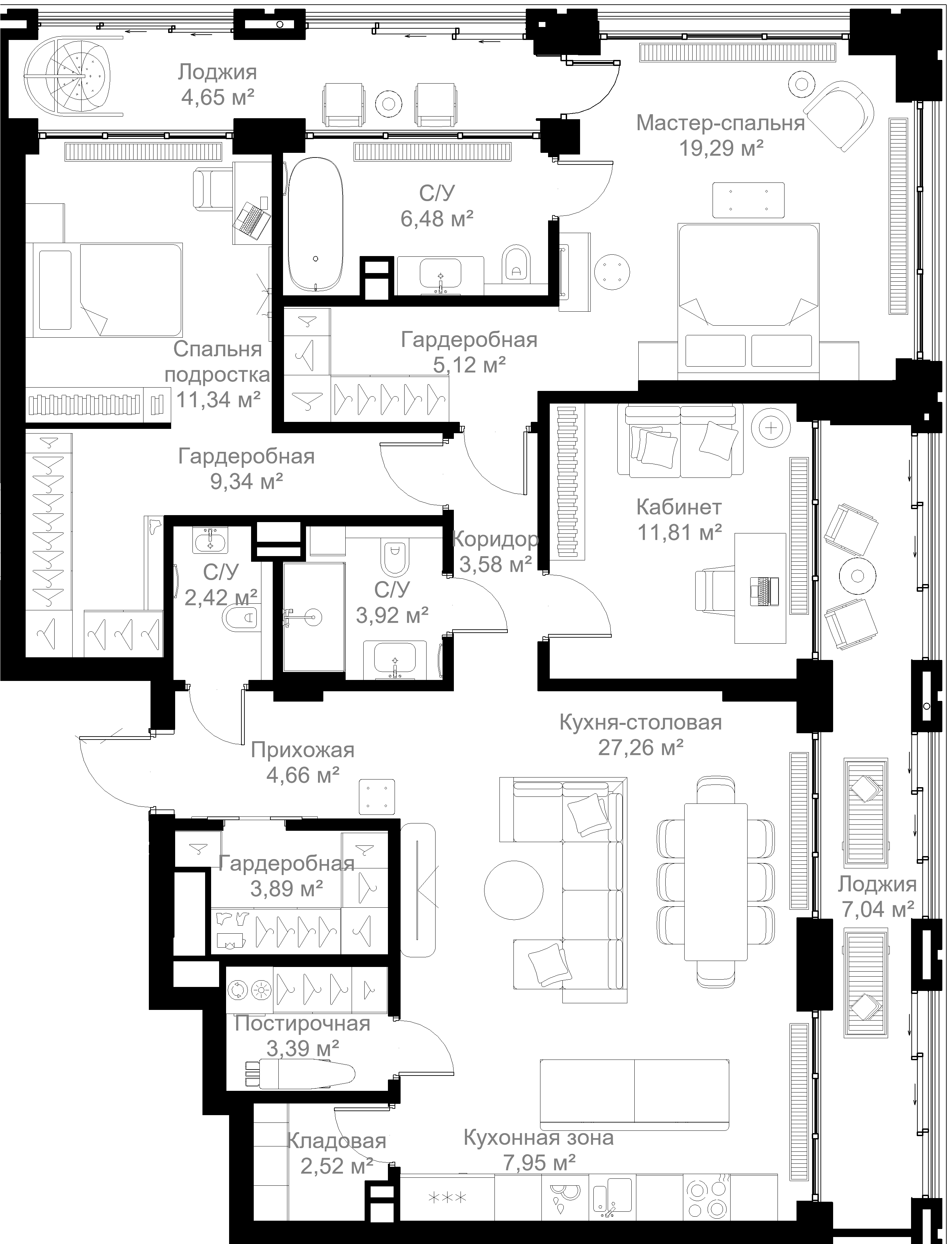 2-комнатная 134 м2 в ЖК МЫС корпус null этаж 5