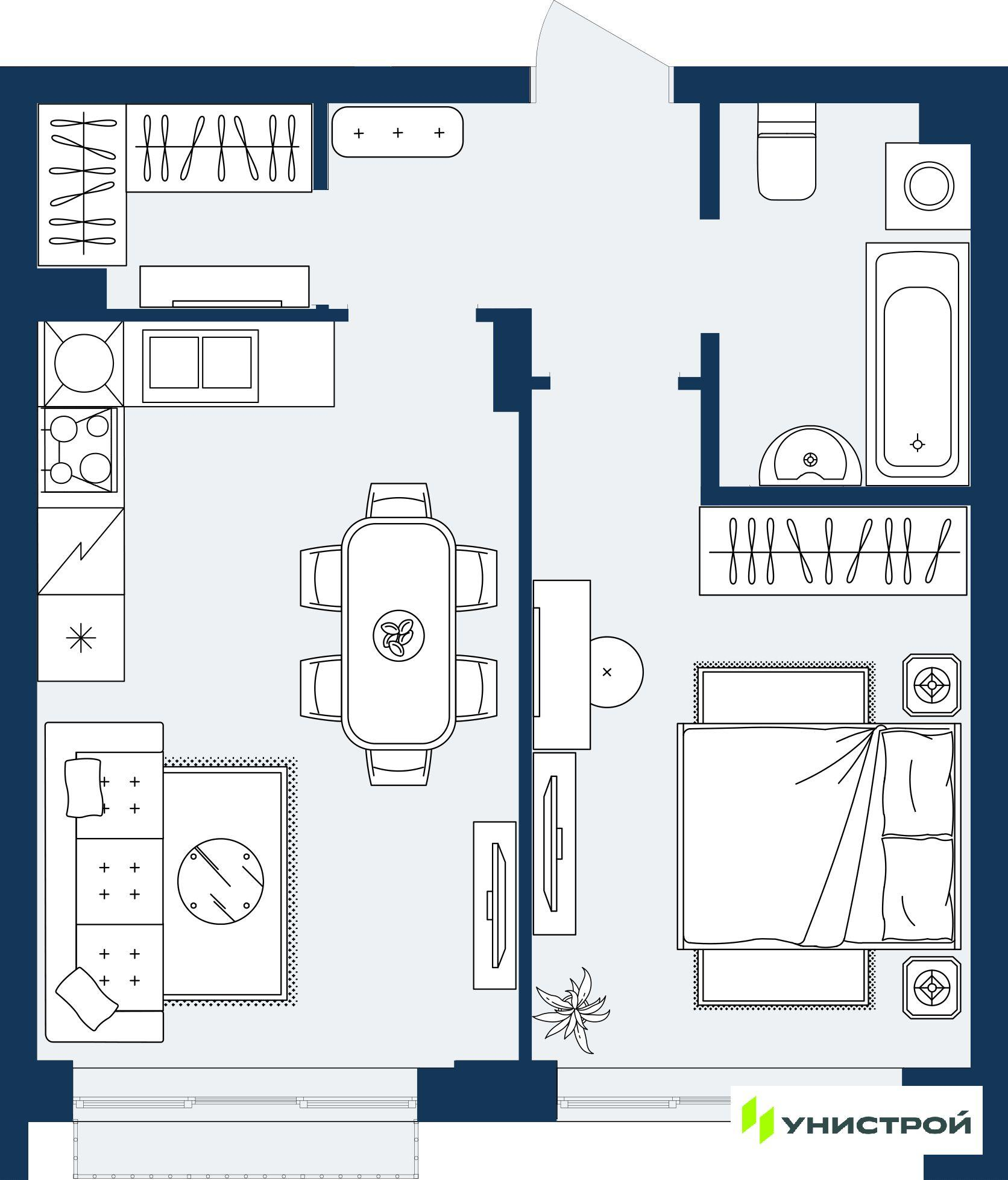 1-комнатная 41 м2 в ЖК ГРАНД БЕРЕГ корпус null этаж 11