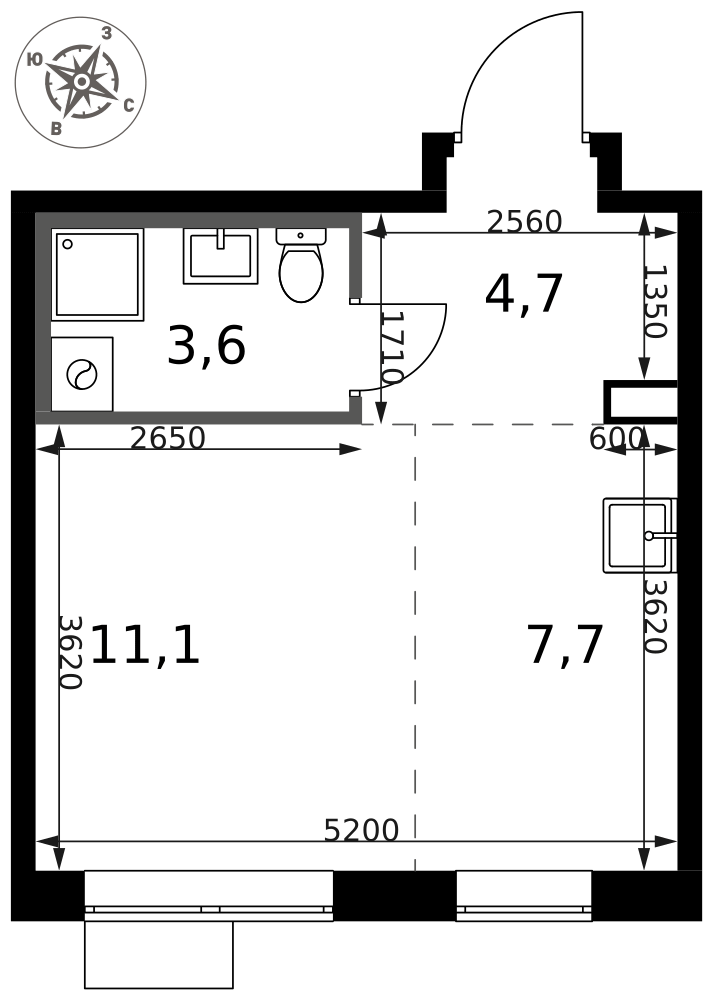 Студия 27 м2 в ЖК 1-й Саларьевский корпус null этаж 8