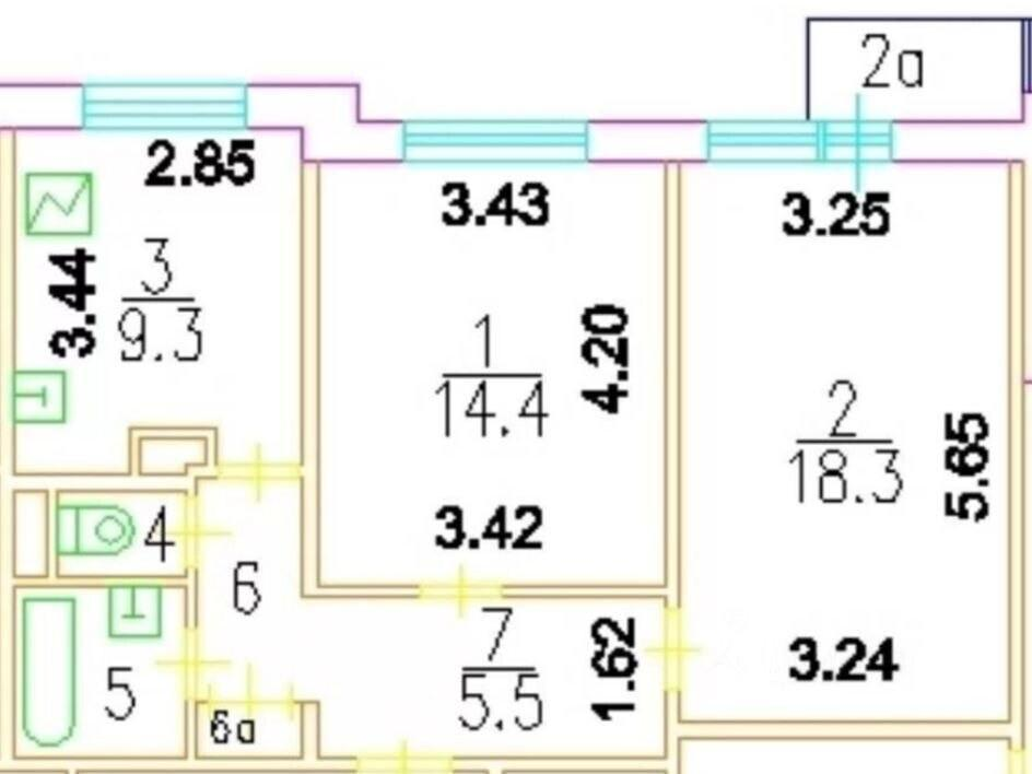 2-комнатная 54.3 м2 в ЖК undefined корпус null этаж 13